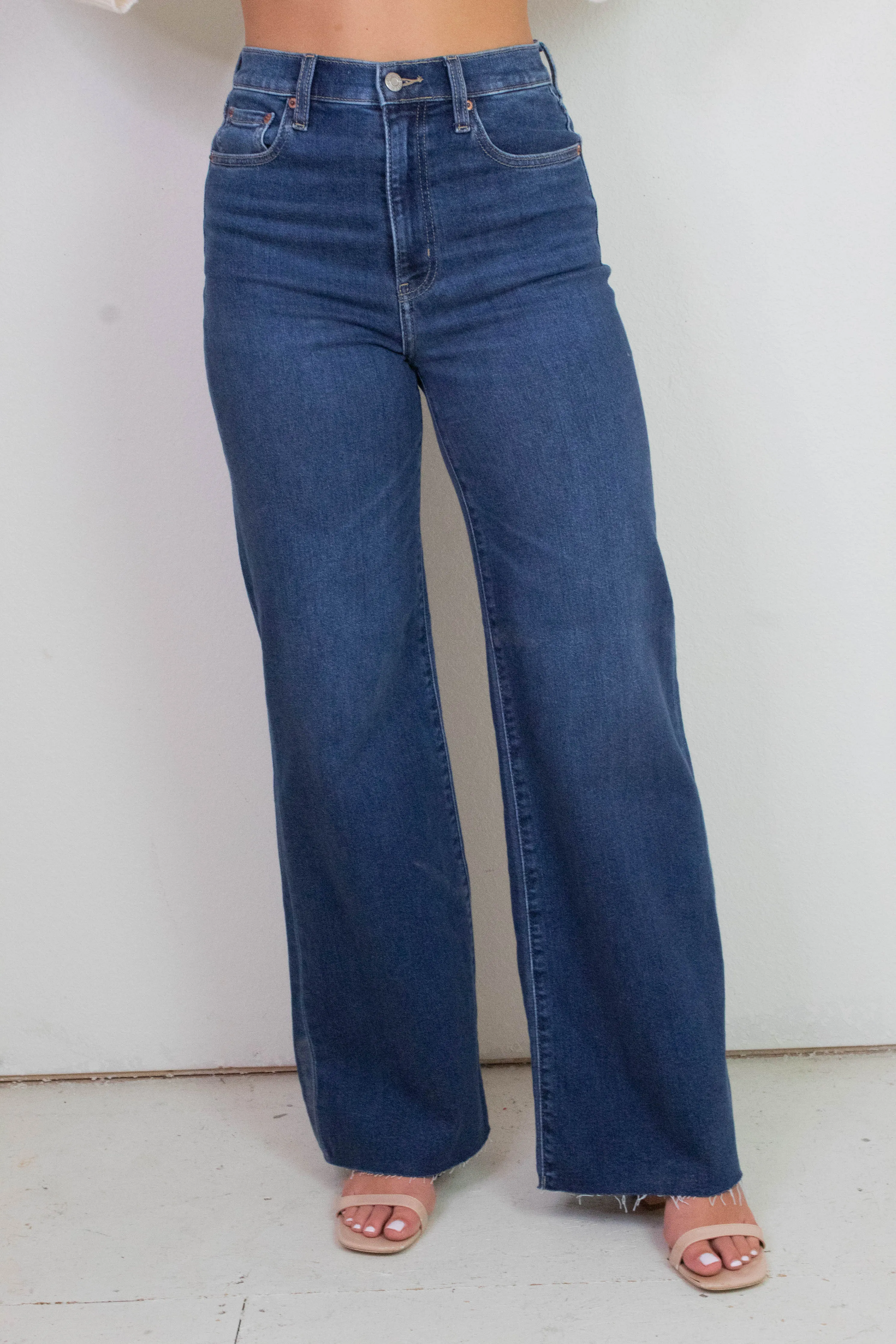 Far Out High Rise Wide Leg Jeans, Waterfall | Daze sold by North & Main Clothing Company