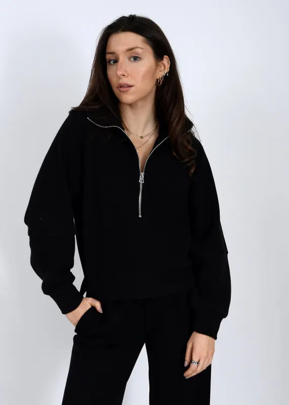Miu Ottoman Half Zip Top, Black | RD Style sold by North & Main Clothing Company