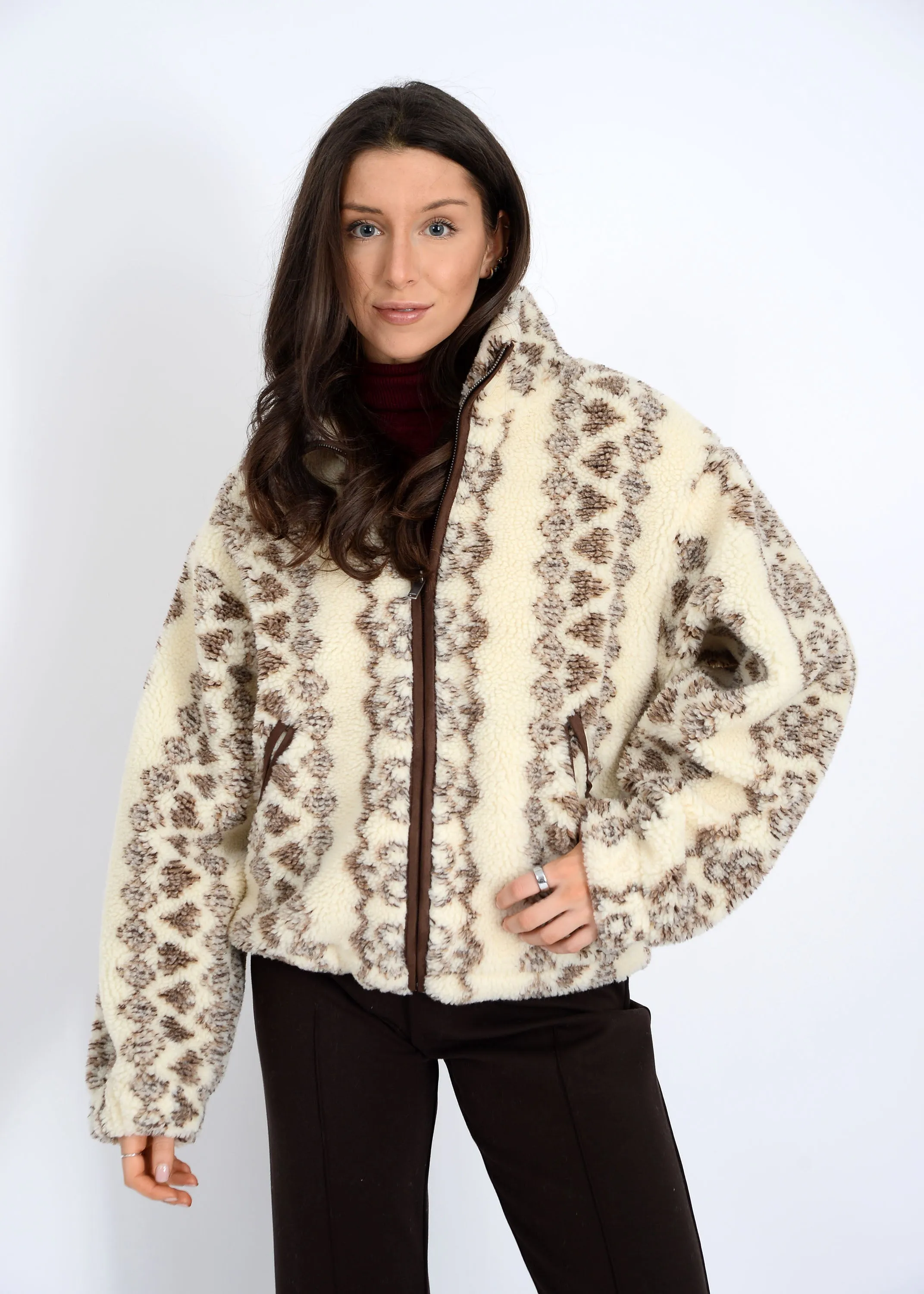 Whistler Sherpa Zip Front Jacket, Brown | RD Style sold by North & Main Clothing Company