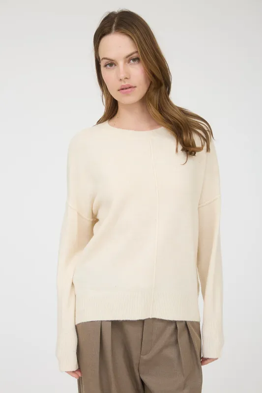 Noa Front Seam Detail Sweater, Ivory sold by North & Main Clothing Company
