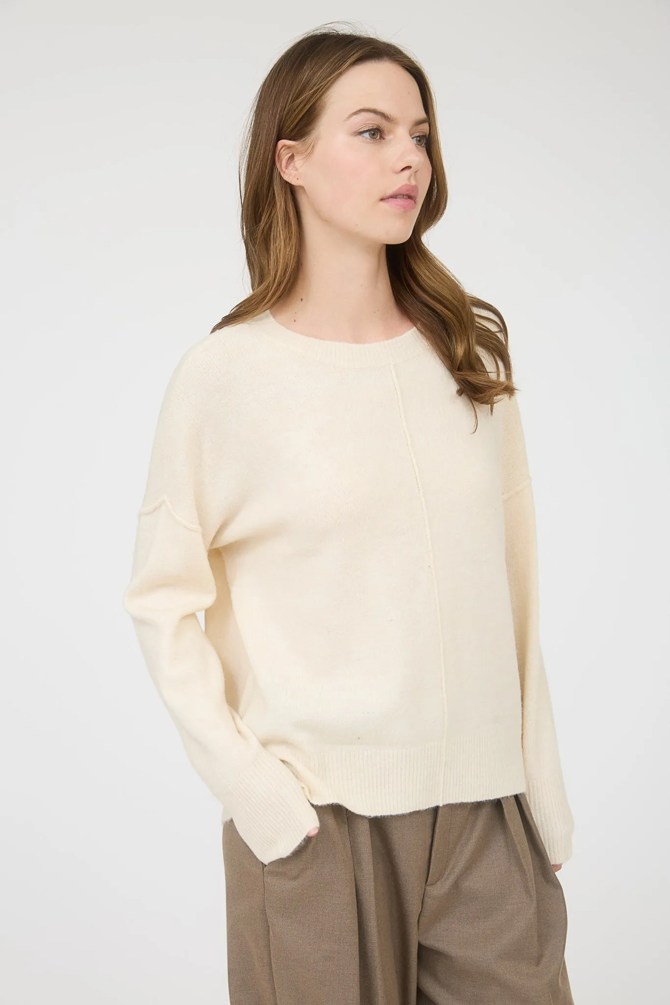 Noa Front Seam Detail Sweater, Ivory sold by North & Main Clothing Company product image thumbnail 3