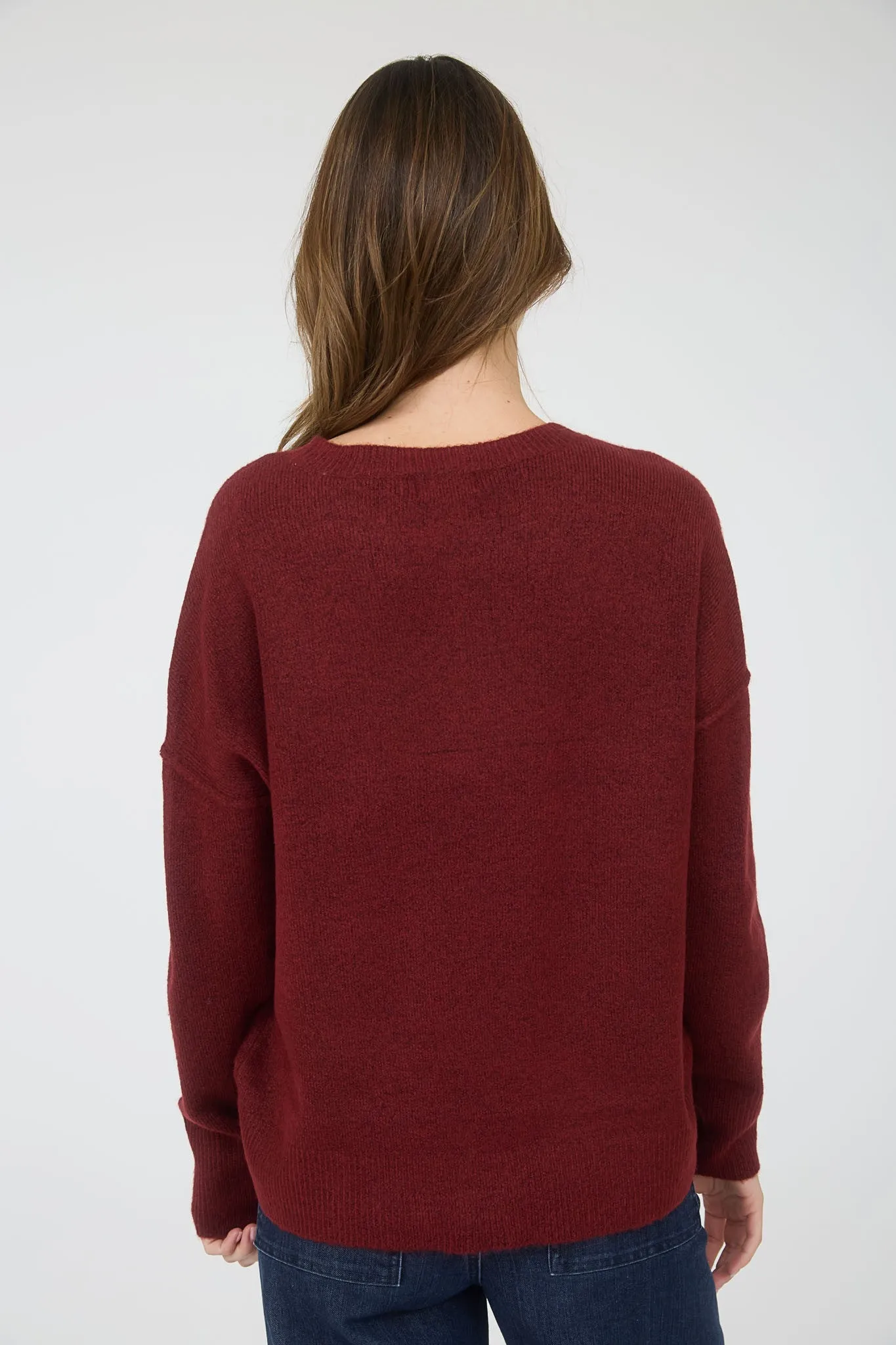 Noa Front Seam Detail Sweater, Burgundy sold by North & Main Clothing Company product image thumbnail 5