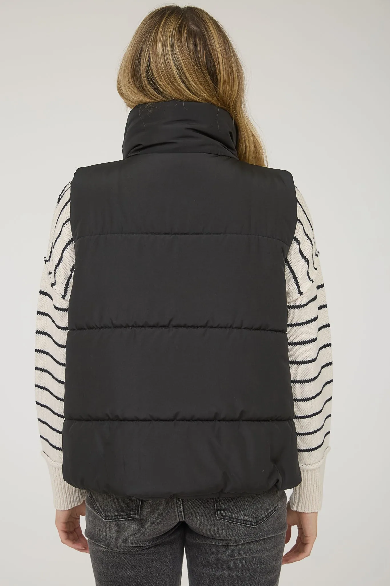 Liv Solid Zip Up Puffer Vest, Black sold by North & Main Clothing Company product image thumbnail 5