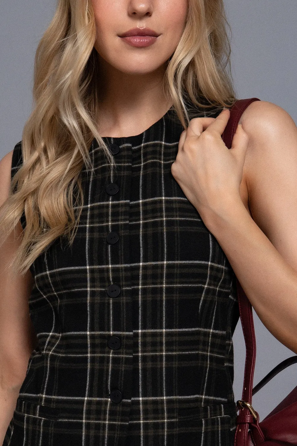Winslow Check Woven Vest, Black/White sold by North & Main Clothing Company product image thumbnail 3