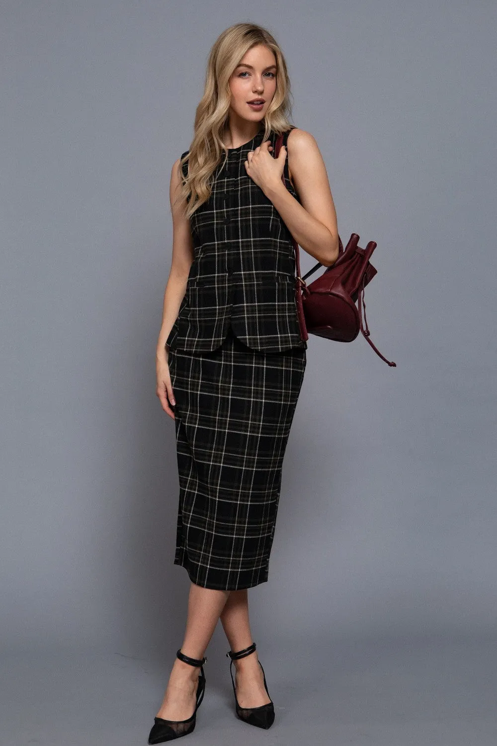 Winslow Check Woven Vest, Black/White sold by North & Main Clothing Company product image thumbnail 2