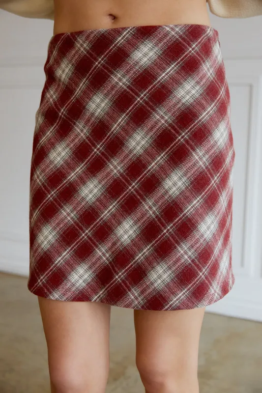 Winslet Plaid Mini Skirt, Rust Plaid sold by North & Main Clothing Company
