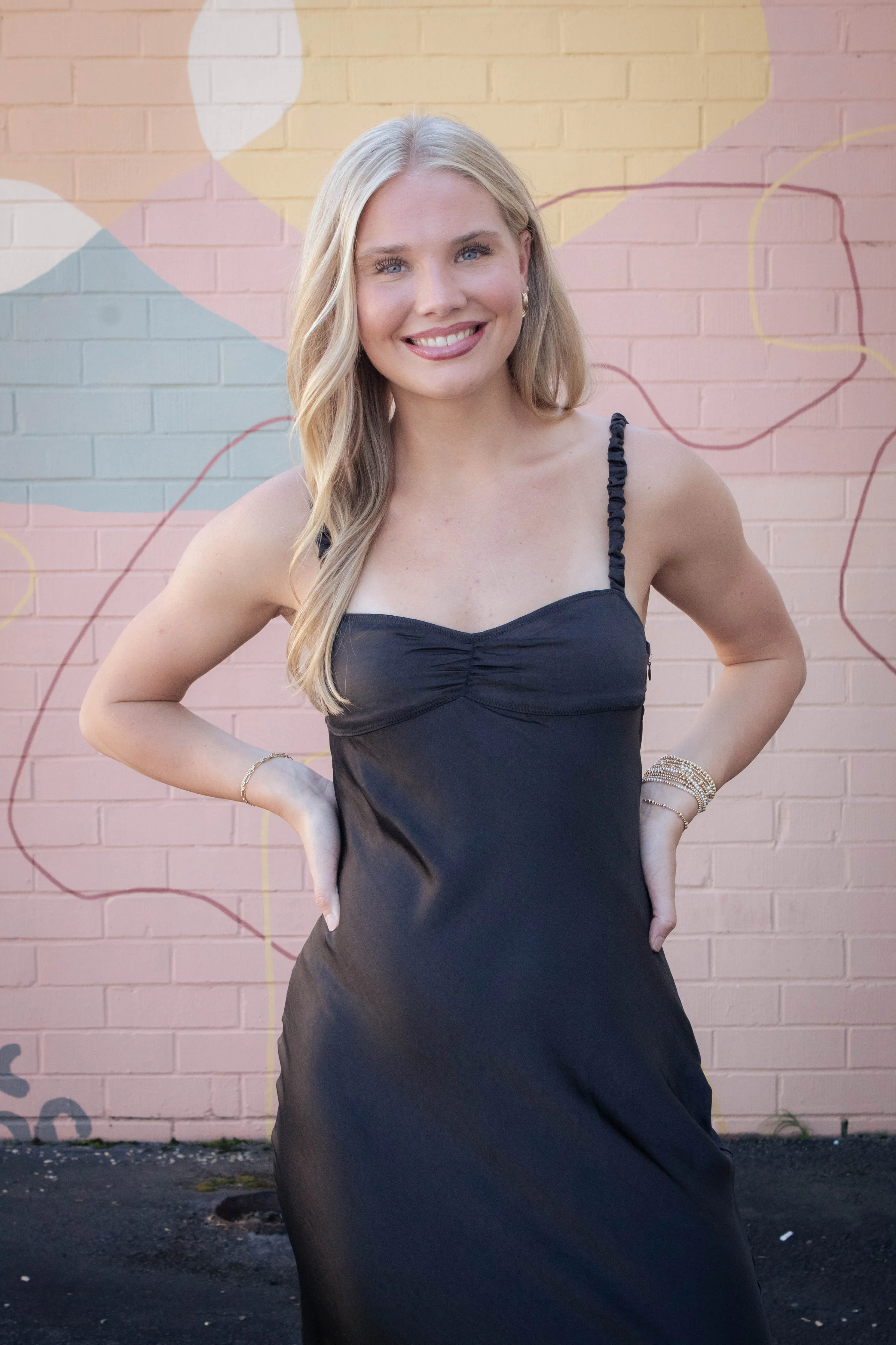 Lana Sweetheart Neck Satin Maxi Dress, Black sold by North & Main Clothing Company product image thumbnail 5