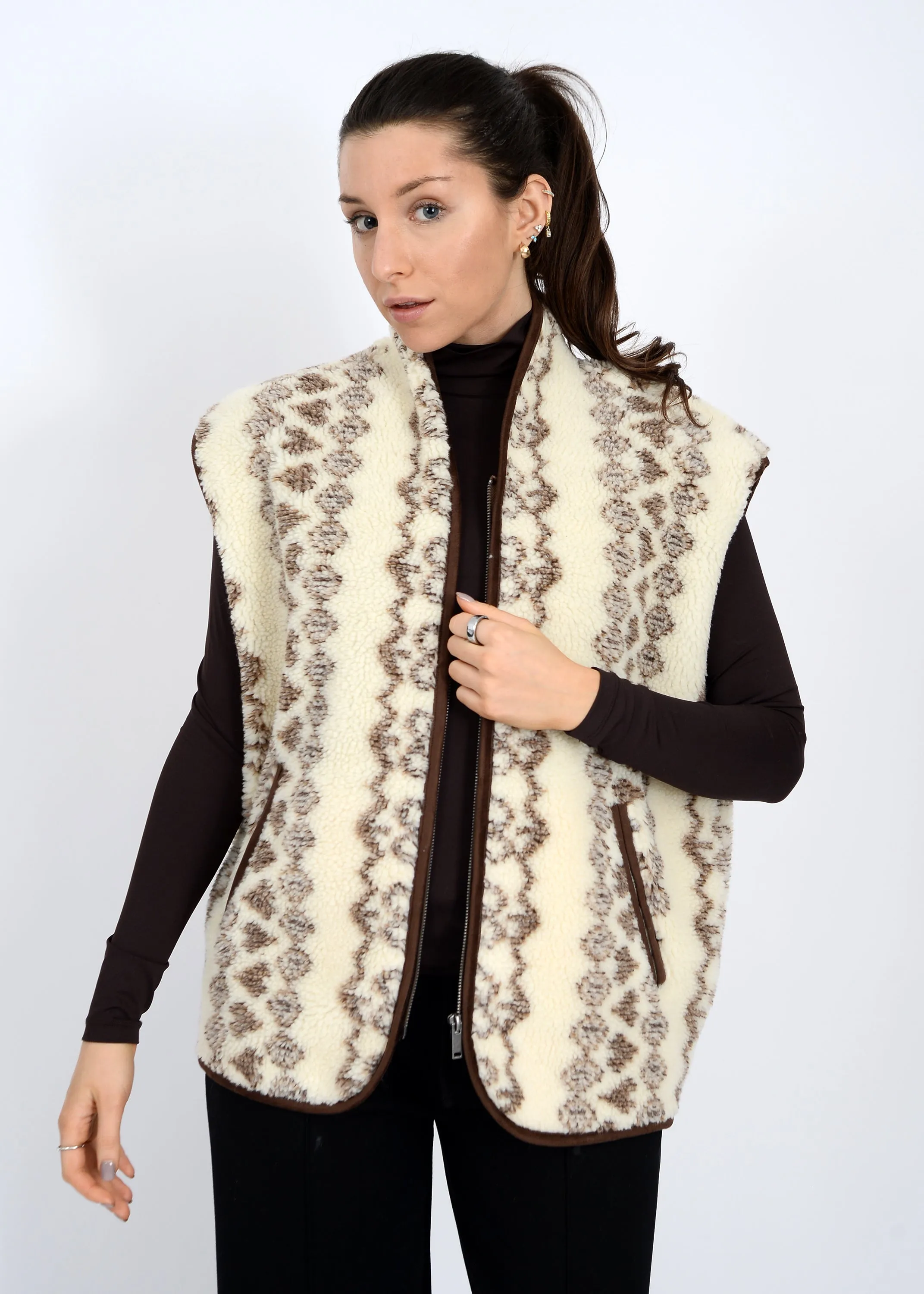 Banff Sherpa Zip Front Vest, Brown | RD Style sold by North & Main Clothing Company product image thumbnail 2