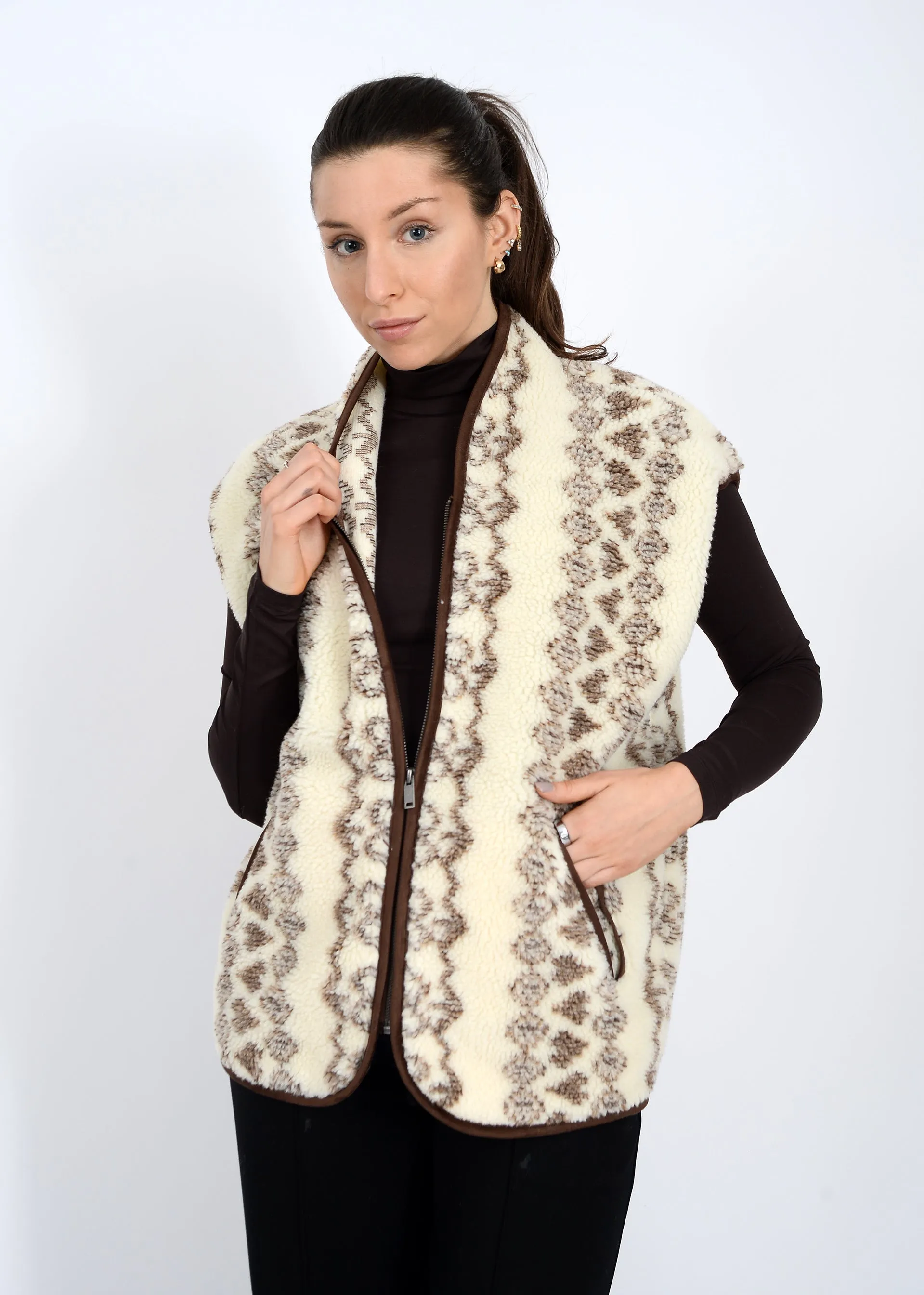 Banff Sherpa Zip Front Vest, Brown | RD Style sold by North & Main Clothing Company product image thumbnail 5