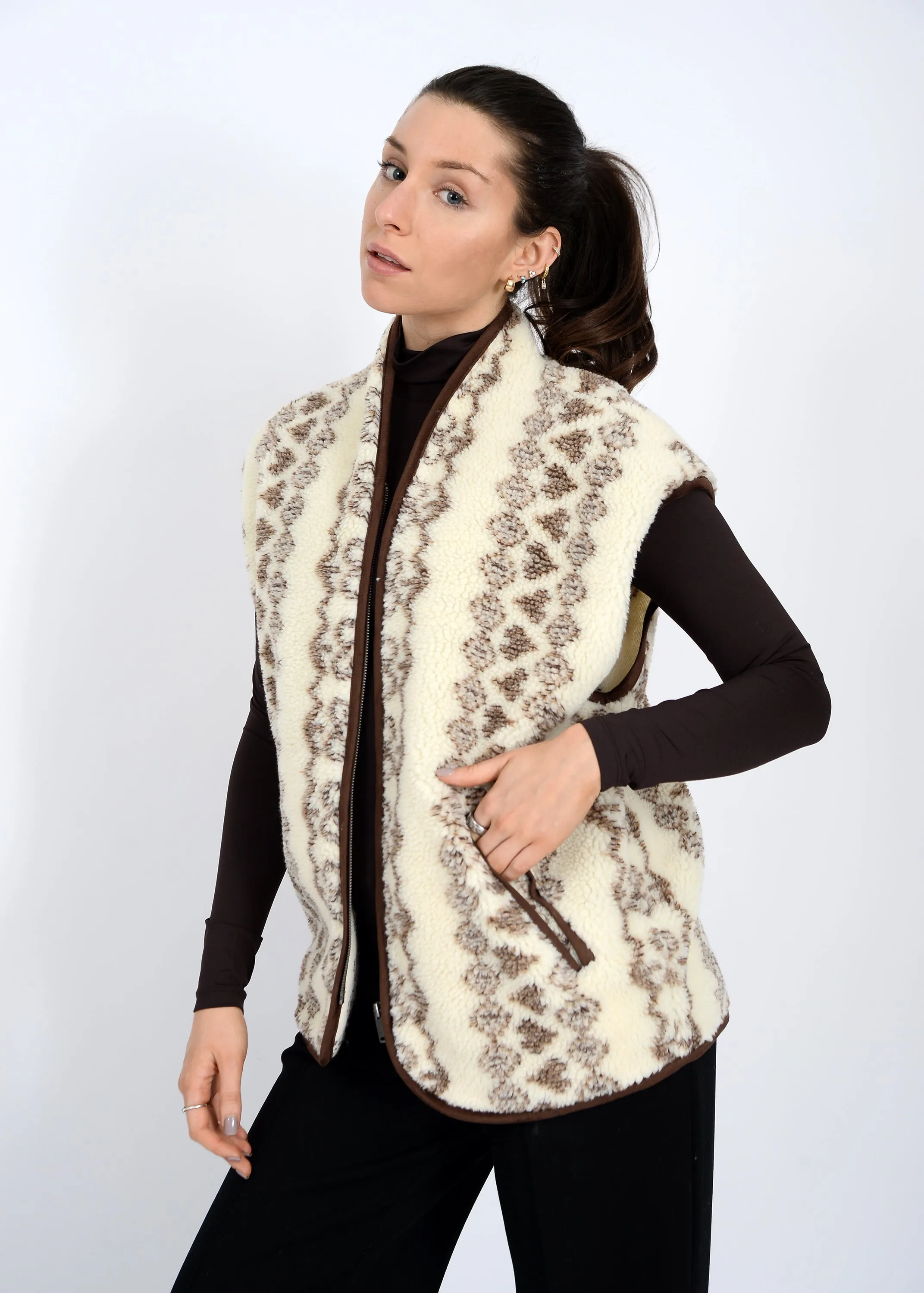 Banff Sherpa Zip Front Vest, Brown | RD Style sold by North & Main Clothing Company product image thumbnail 3