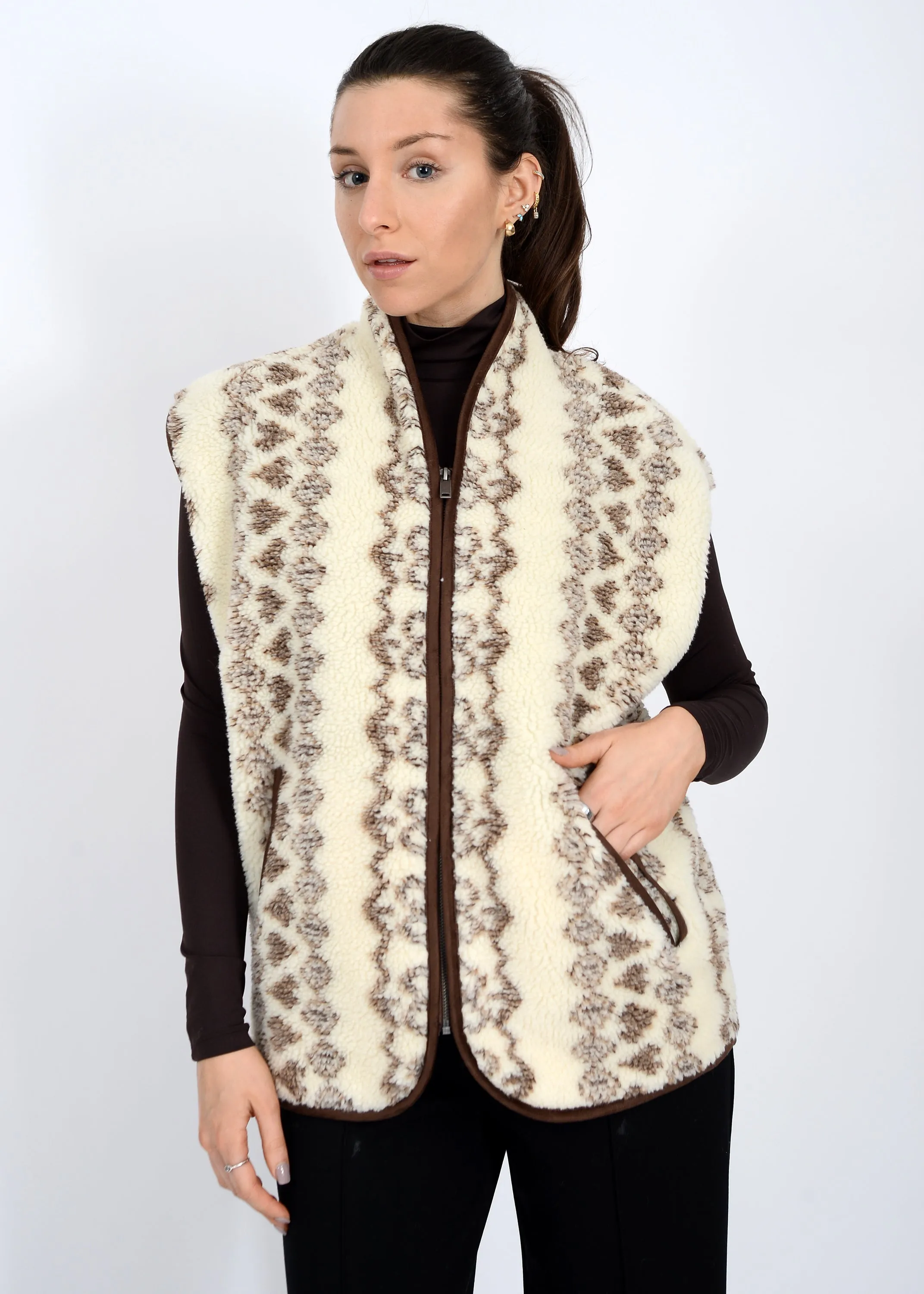 Banff Sherpa Zip Front Vest, Brown | RD Style sold by North & Main Clothing Company product image thumbnail 4