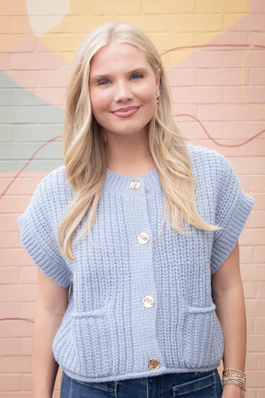 Dorothea Chunky Button Down Sweater, Blue sold by North & Main Clothing Company