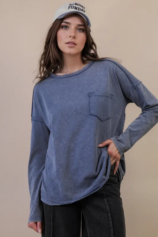 Rosalind Mineral Wash Top, Denim made by Very J