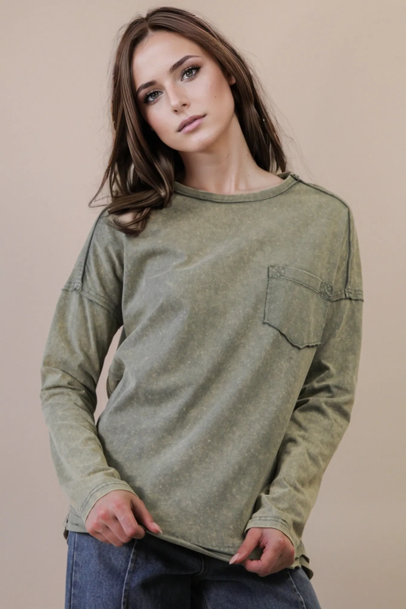 Rosalind Mineral Wash Top, Sage sold by North & Main Clothing Company product image thumbnail 4