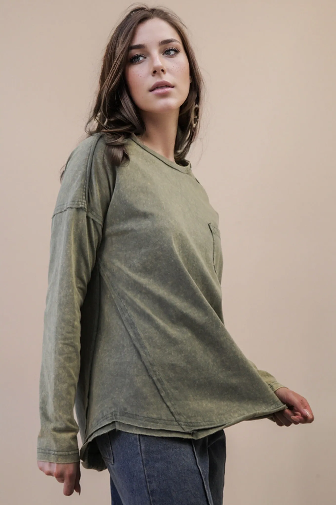 Rosalind Mineral Wash Top, Sage sold by North & Main Clothing Company product image thumbnail 3