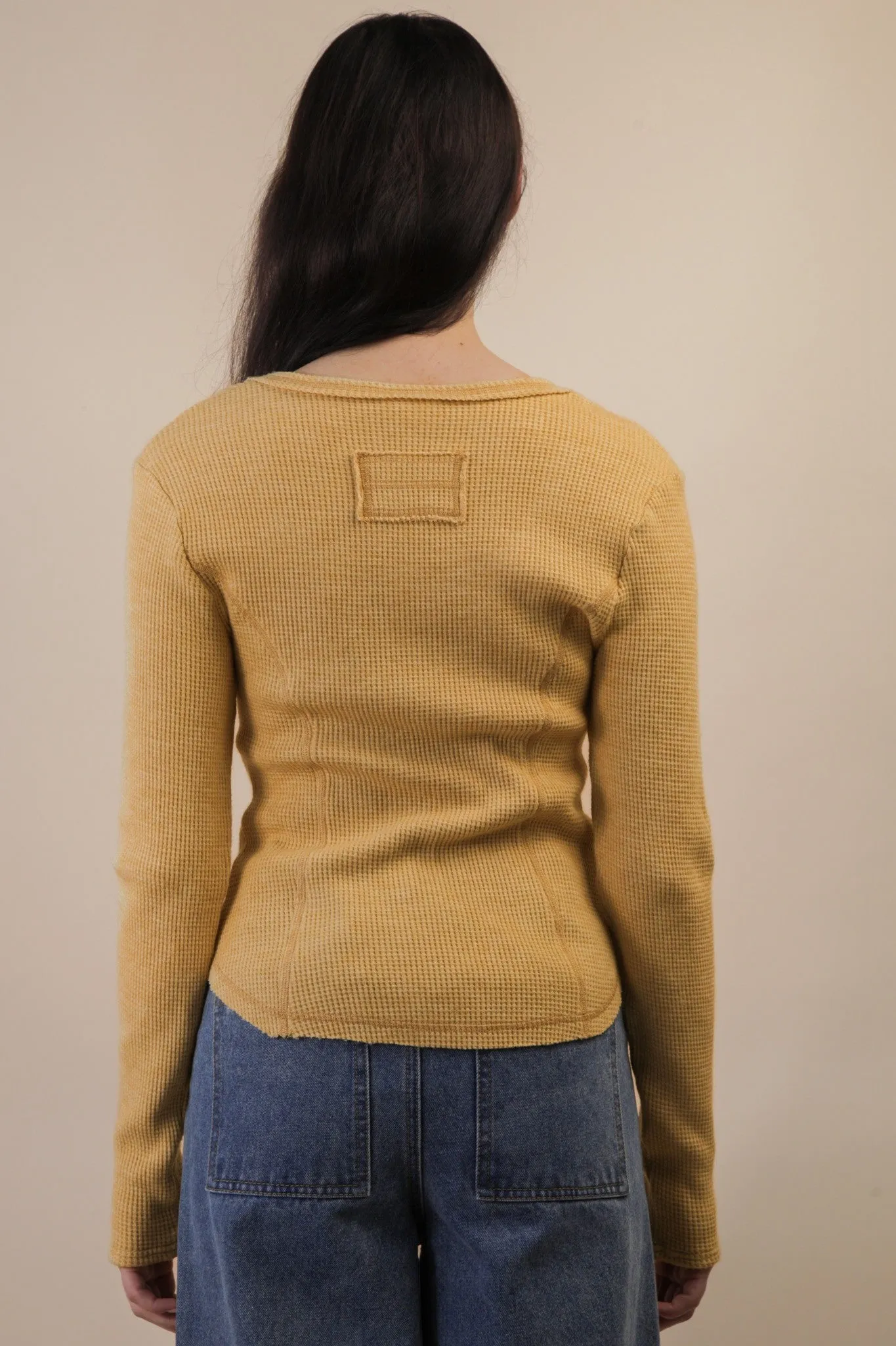 Opal Waffle Knit Snap Button Top, Yellow sold by North & Main Clothing Company product image thumbnail 4
