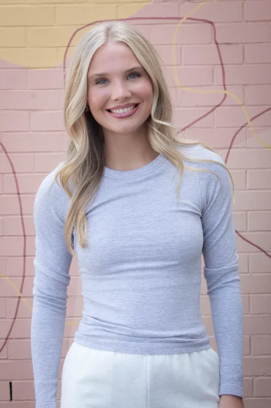 Avery Thermal Top, Heather Gray | Cream Yoga sold by North & Main Clothing Company
