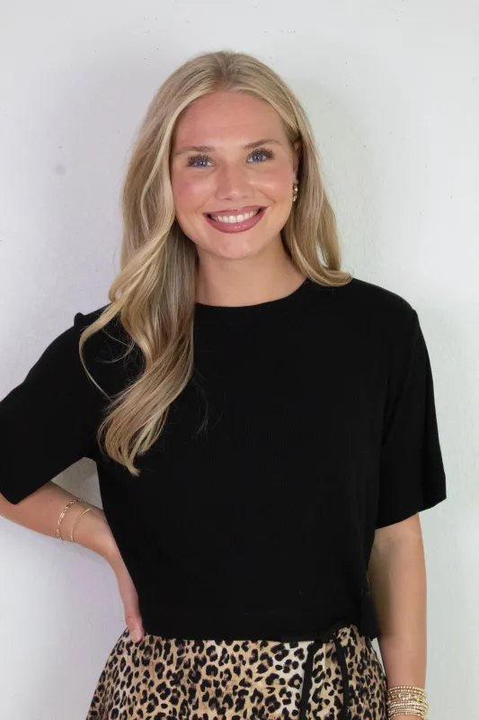 Karen Cropped Tee, Black | Cream Yoga sold by North & Main Clothing Company