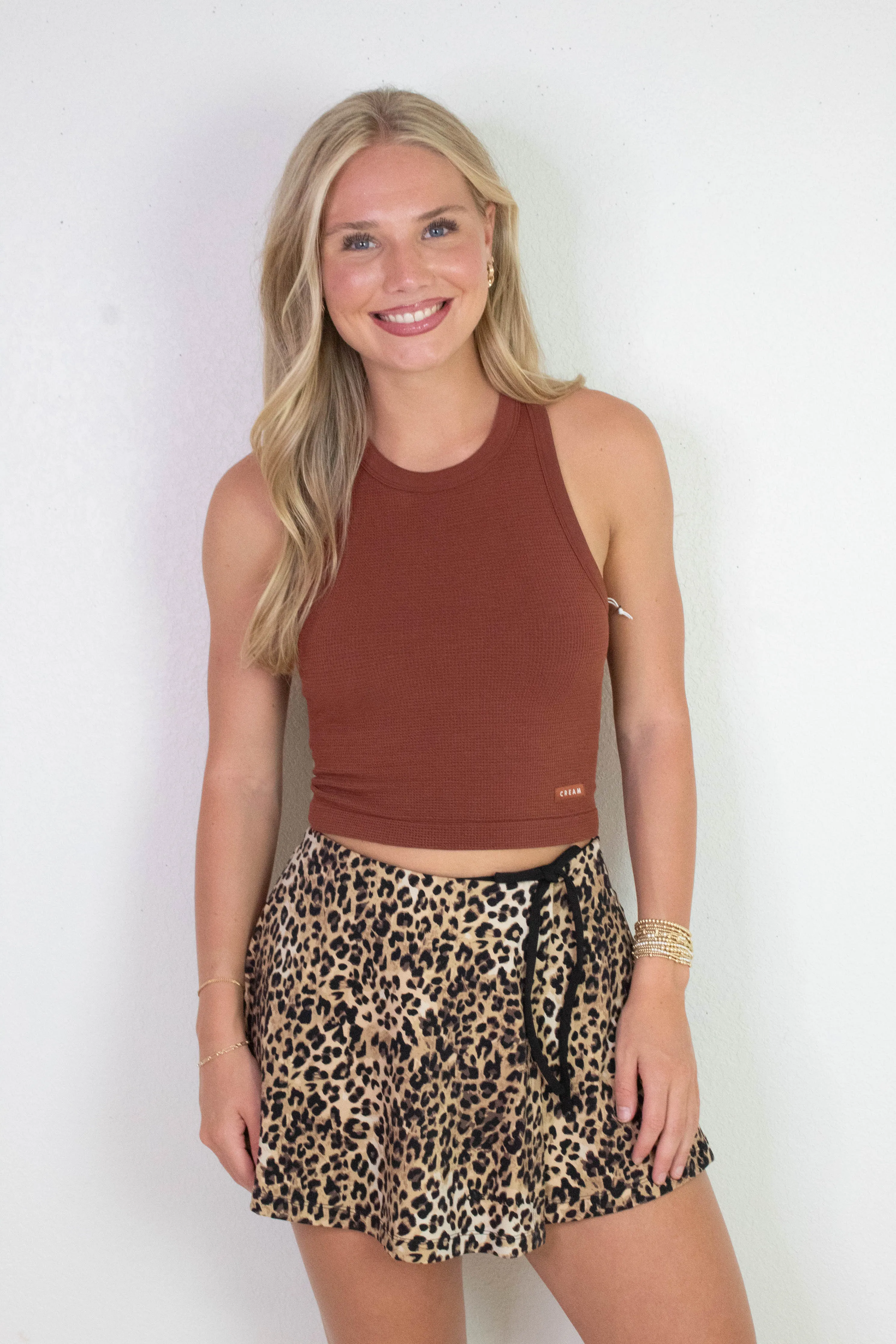 Mia High Neck Tank Bra, Wine | Cream Yoga sold by North & Main Clothing Company product image thumbnail 5