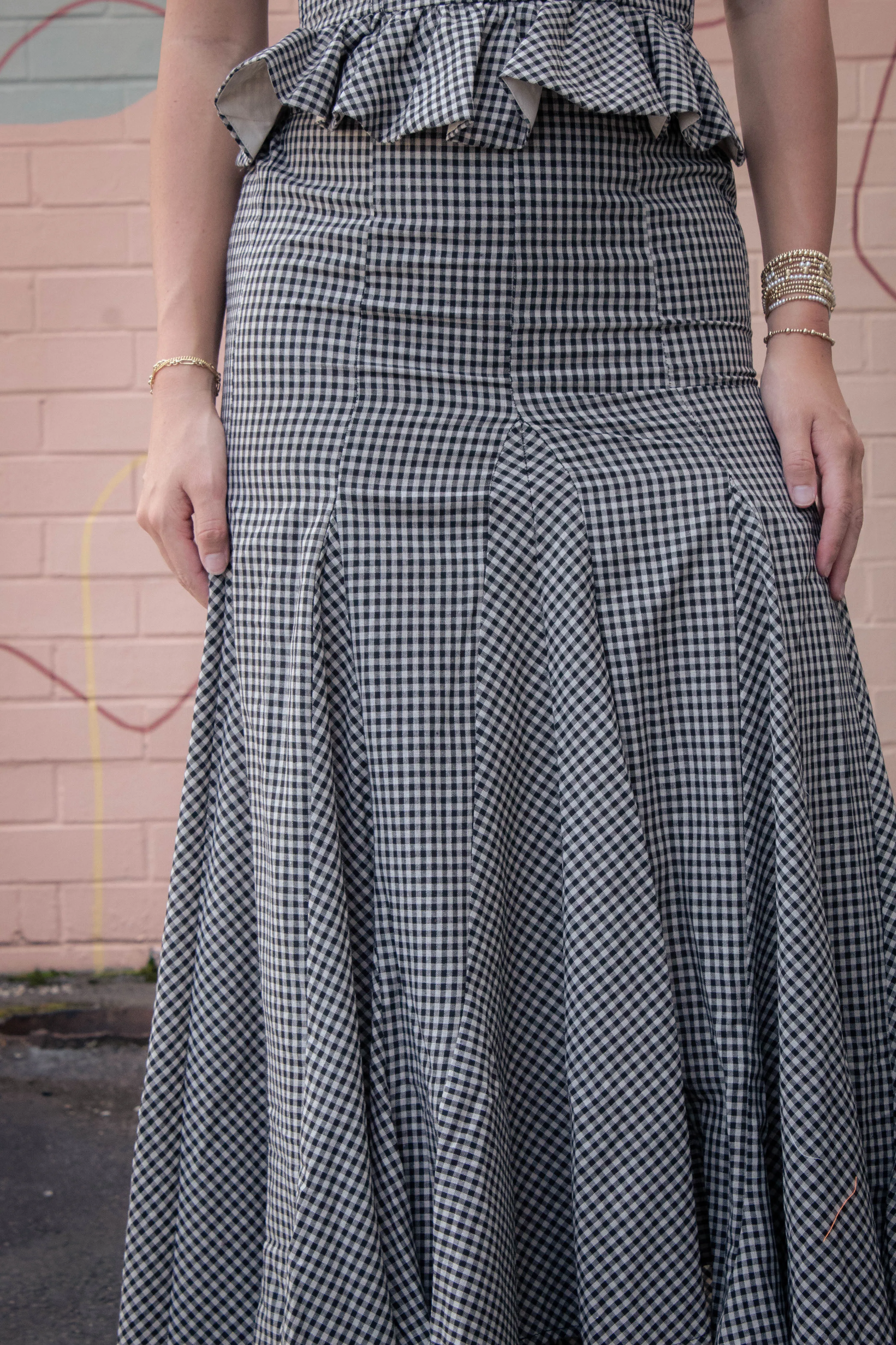 Minerva Checkered Maxi Skirt, Black Taupe sold by North & Main Clothing Company product image thumbnail 4