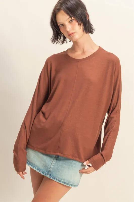 Eliana Seam Front Top, Chestnut sold by North & Main Clothing Company