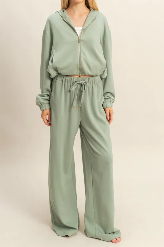 Gianna Wide Leg Pants, Sage Green sold by North & Main Clothing Company