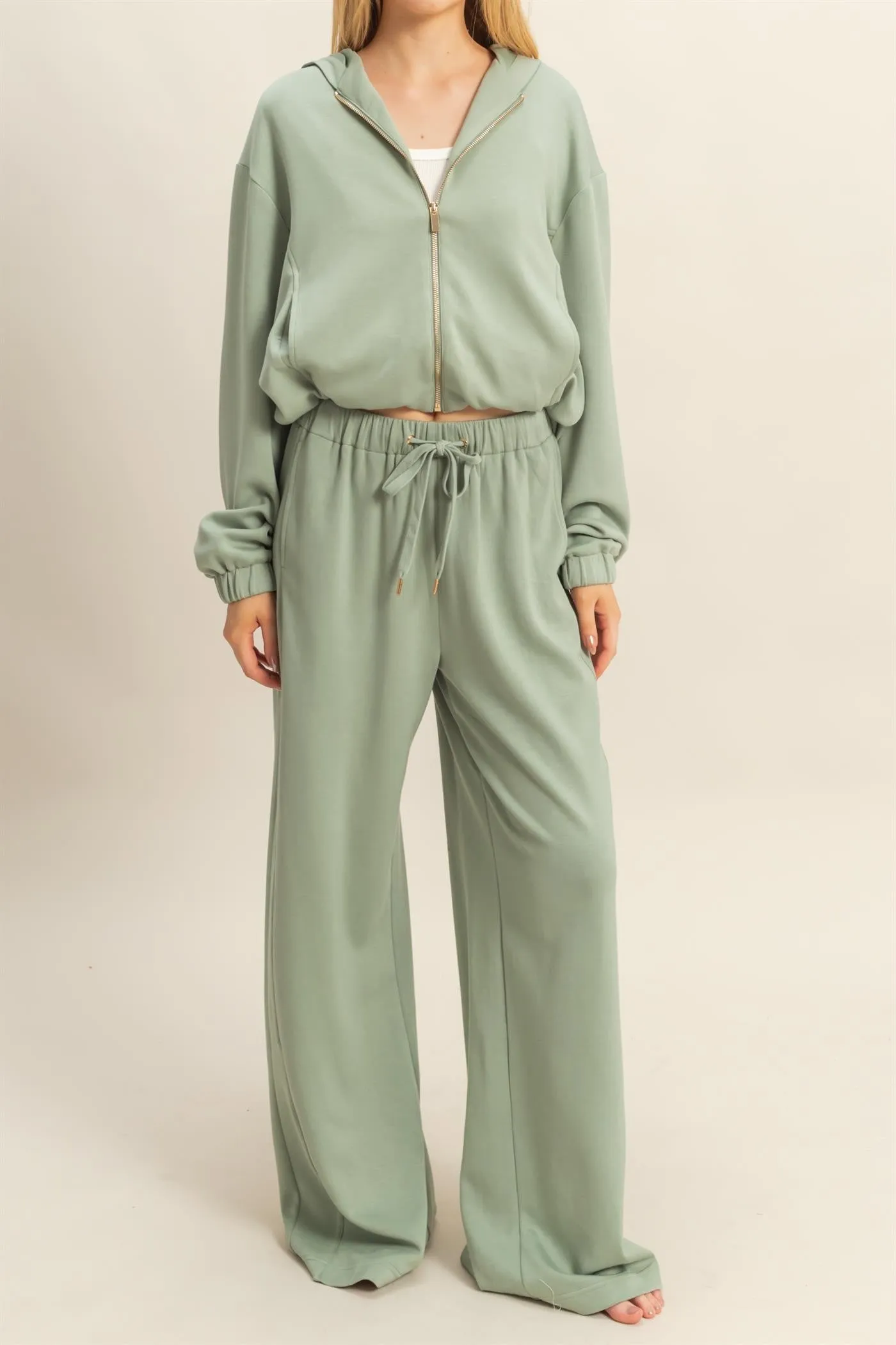 Gianna Wide Leg Pants, Sage Green sold by North & Main Clothing Company