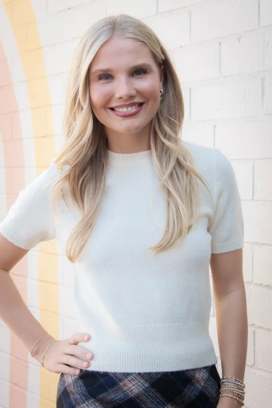 Harper Round Neck Knit Top, Cream sold by North & Main Clothing Company