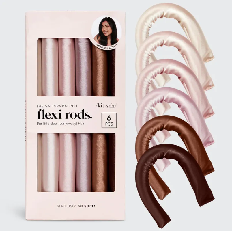 Satin Wrapped Flexi Rod 6 Piece Set, Rosewood | Kitsch sold by North & Main Clothing Company