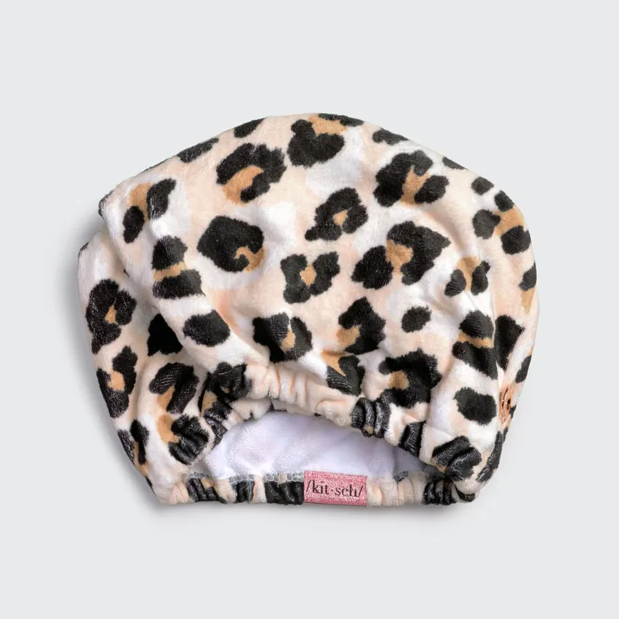 Quick Dry Microfiber Hair Towel, Leopard | Kitsch sold by North & Main Clothing Company product image thumbnail 2