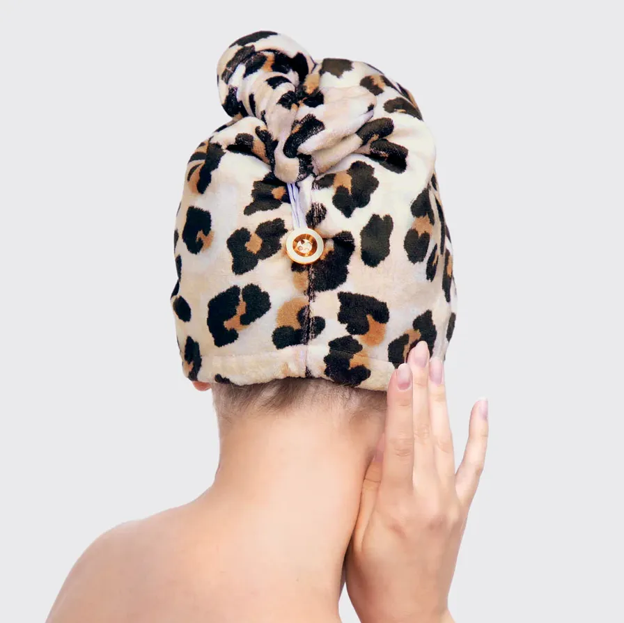 Quick Dry Microfiber Hair Towel, Leopard | Kitsch sold by North & Main Clothing Company product image thumbnail 4
