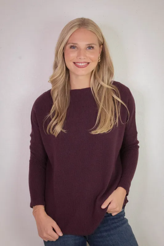 Latte Blues Thermal Solid Top, Chocolate Grape | Free People made by North & Main Clothing Company