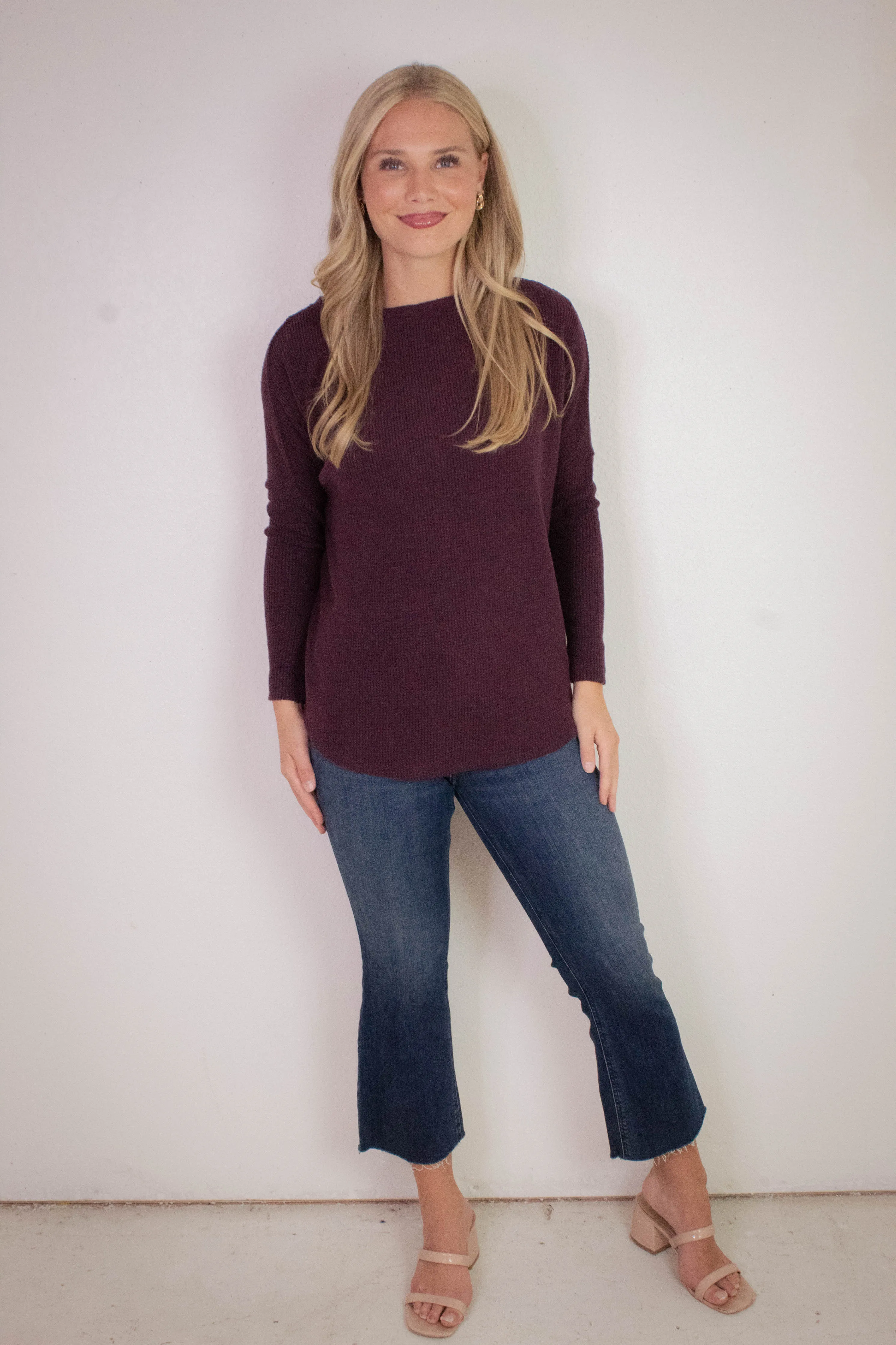 Latte Blues Thermal Solid Top, Chocolate Grape | Free People sold by North & Main Clothing Company product image thumbnail 5