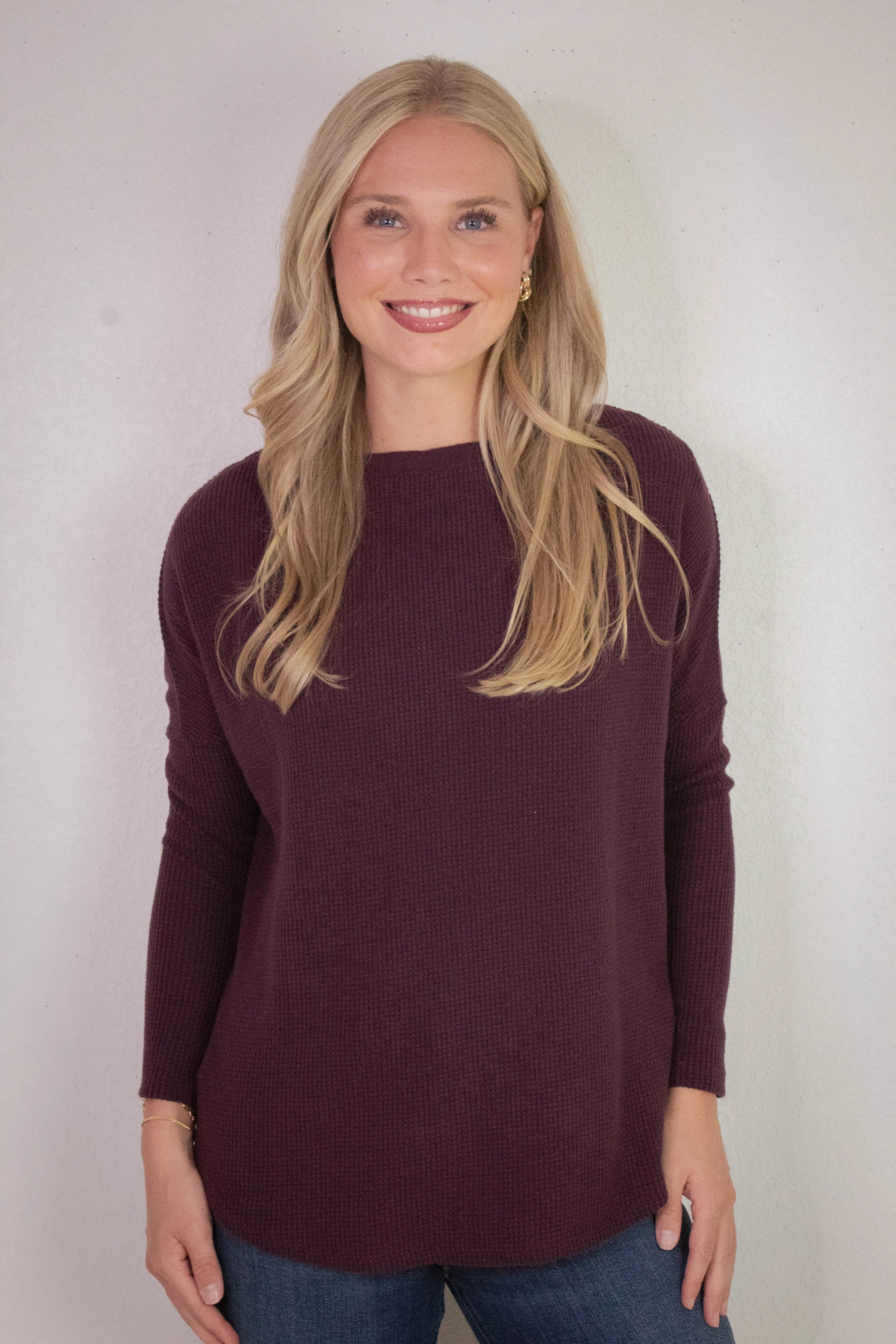 Latte Blues Thermal Solid Top, Chocolate Grape | Free People sold by North & Main Clothing Company product image thumbnail 3