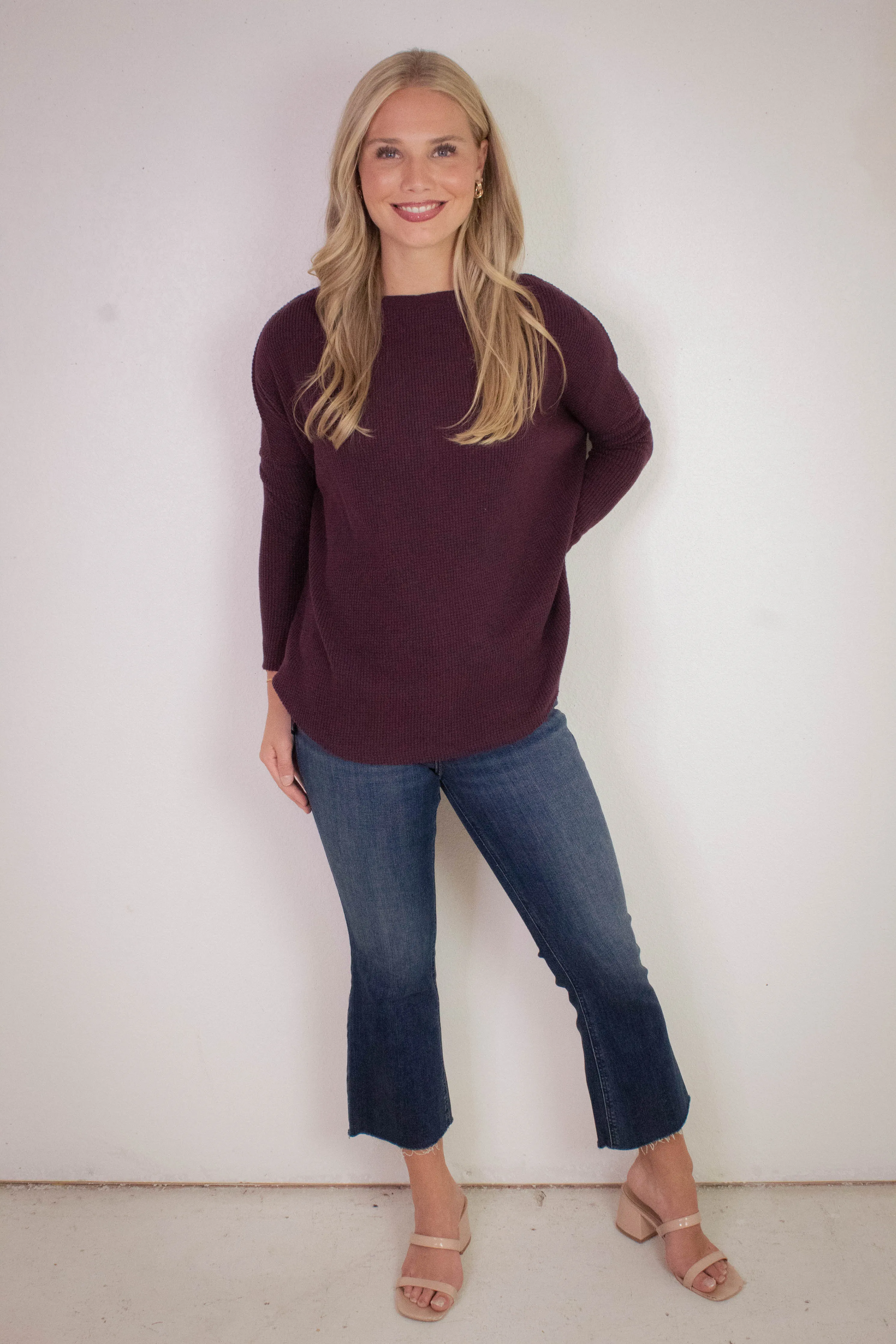 Latte Blues Thermal Solid Top, Chocolate Grape | Free People sold by North & Main Clothing Company product image thumbnail 2