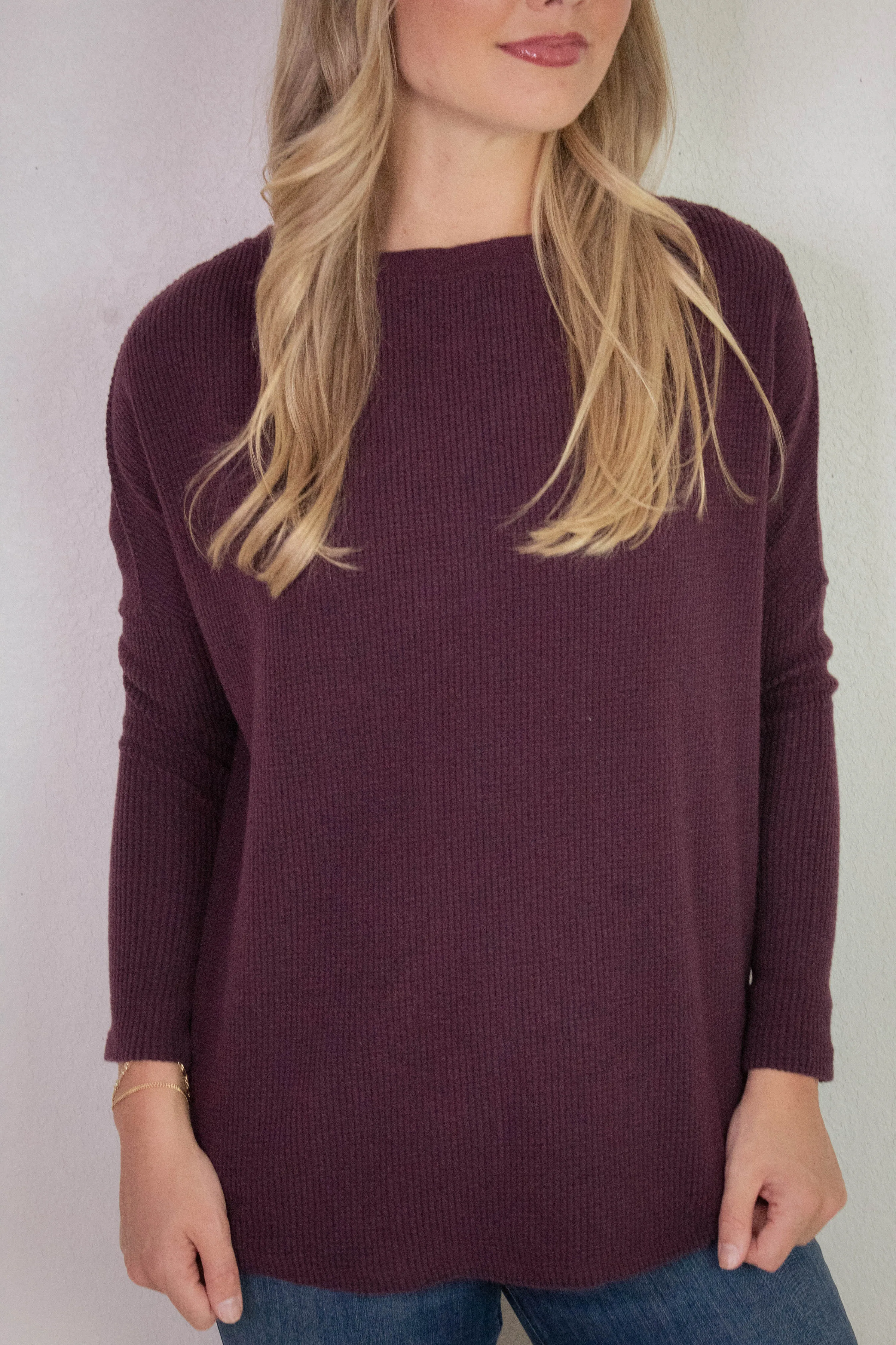 Latte Blues Thermal Solid Top, Chocolate Grape | Free People sold by North & Main Clothing Company product image thumbnail 4