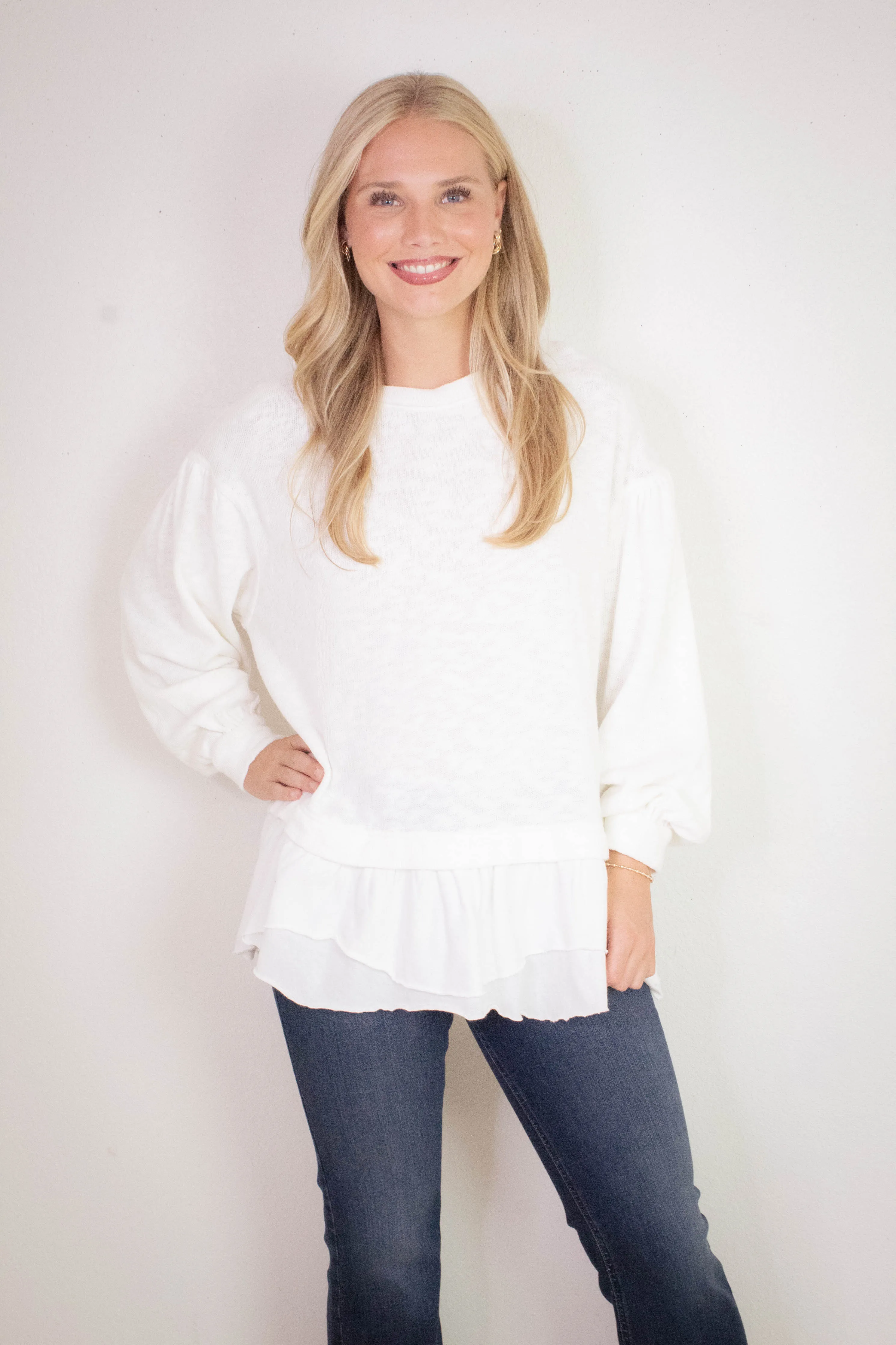 Maddie Long Sleeve Top, Clean Ivory | Free People sold by North & Main Clothing Company