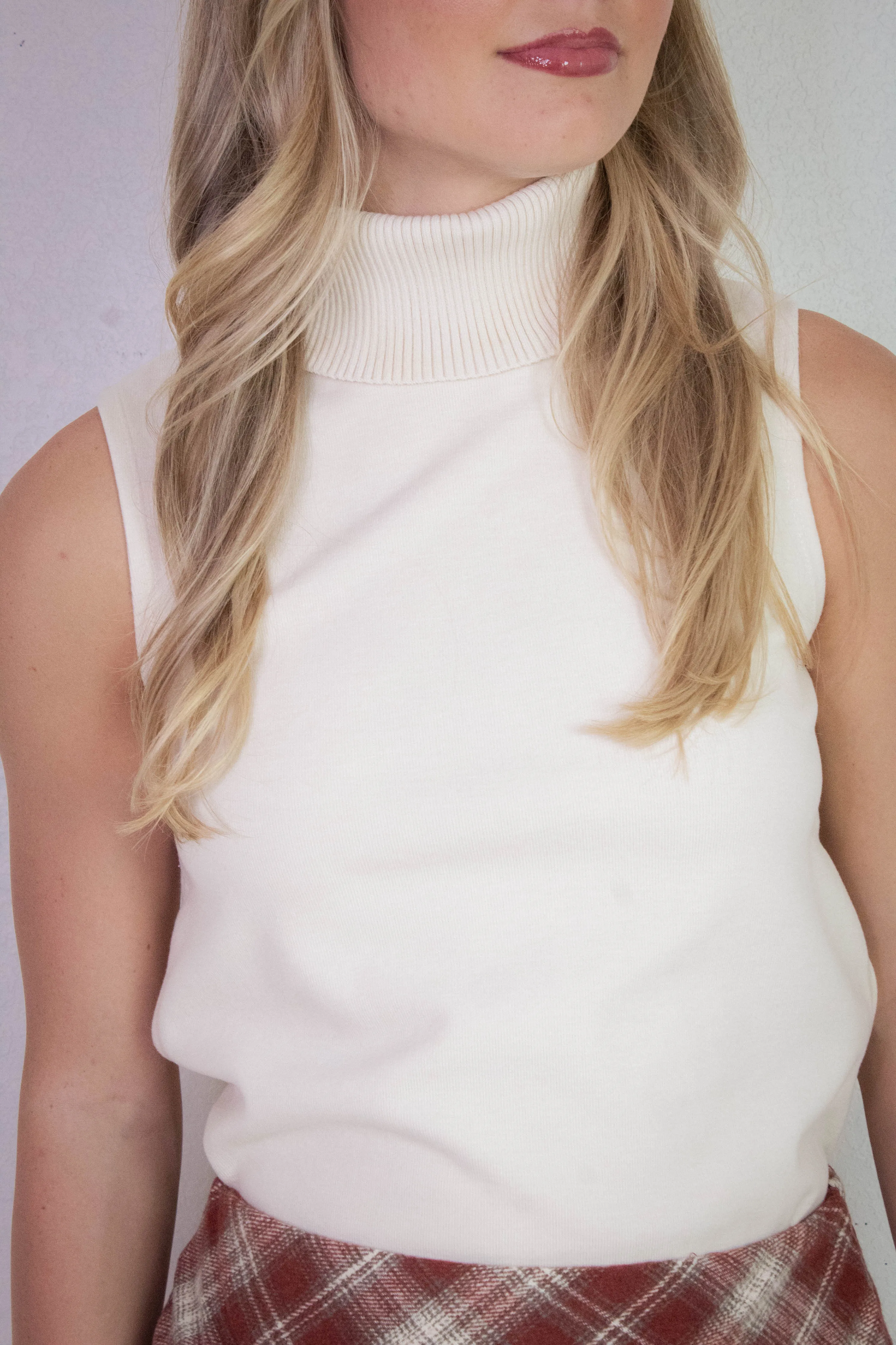 Zoe Sleeveless Turtle Neck Top, Cream sold by North & Main Clothing Company product image thumbnail 4