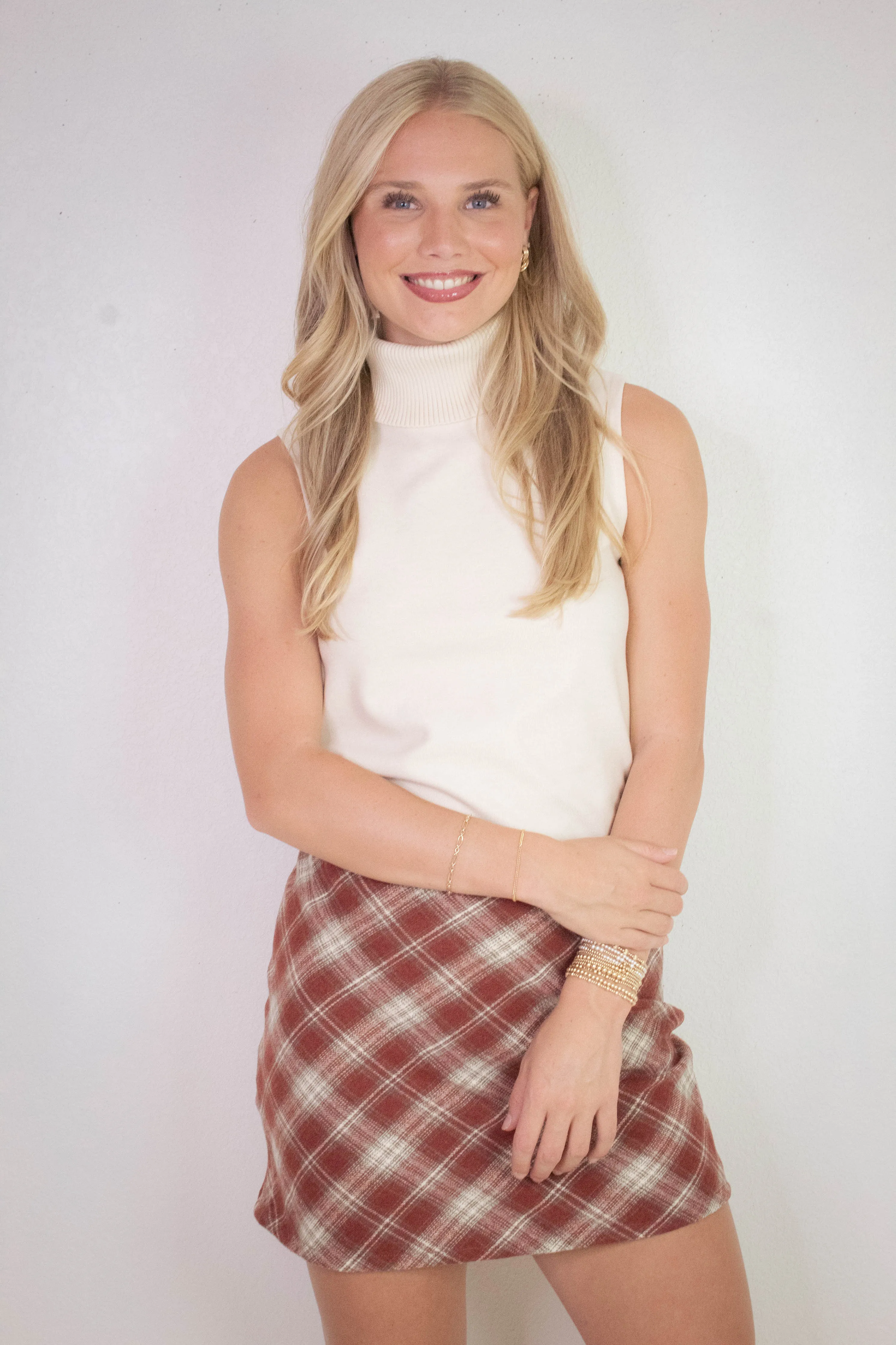 Zoe Sleeveless Turtle Neck Top, Cream sold by North & Main Clothing Company product image thumbnail 5