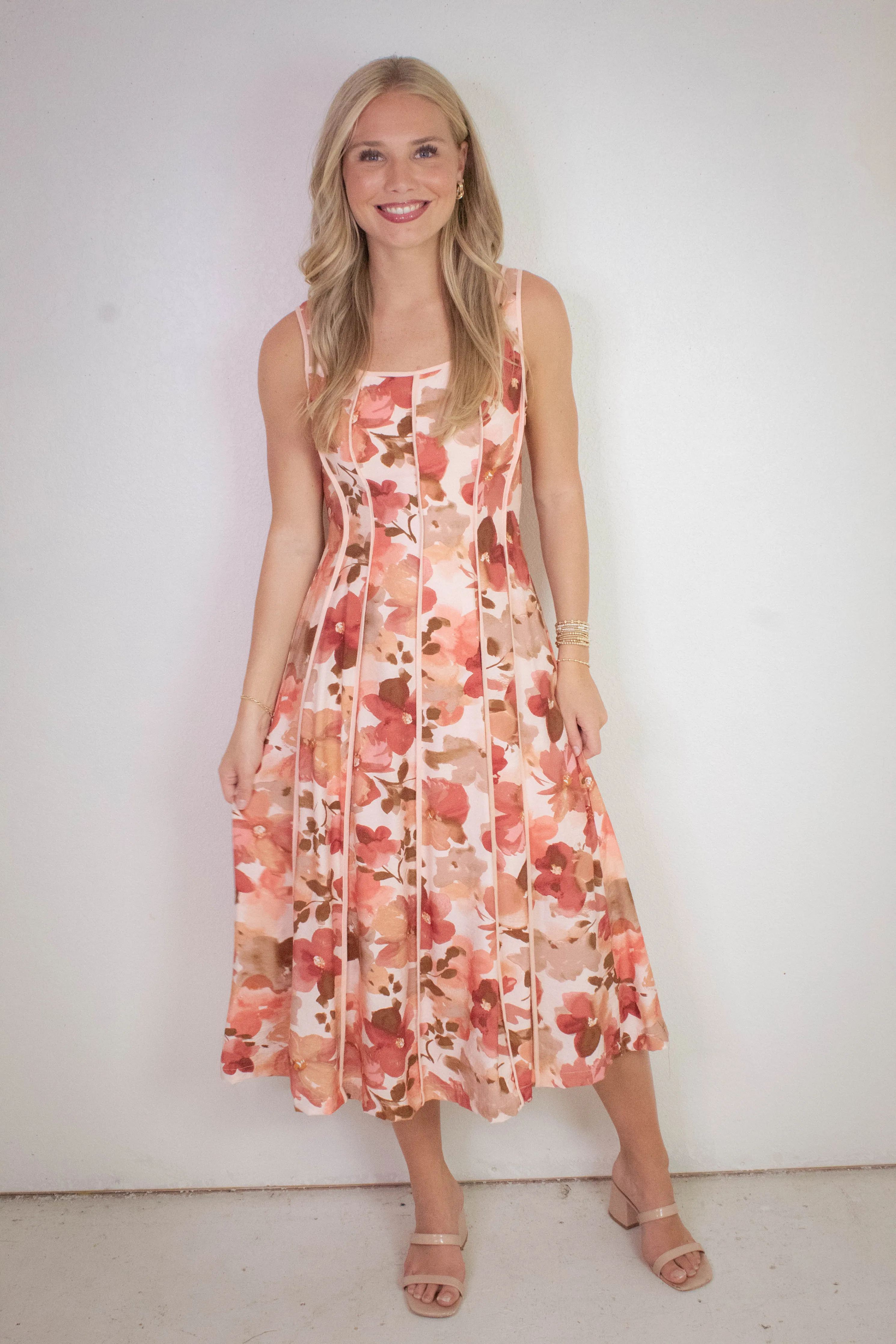 Evie Contrast Binding Midi Dress, Multi sold by North & Main Clothing Company