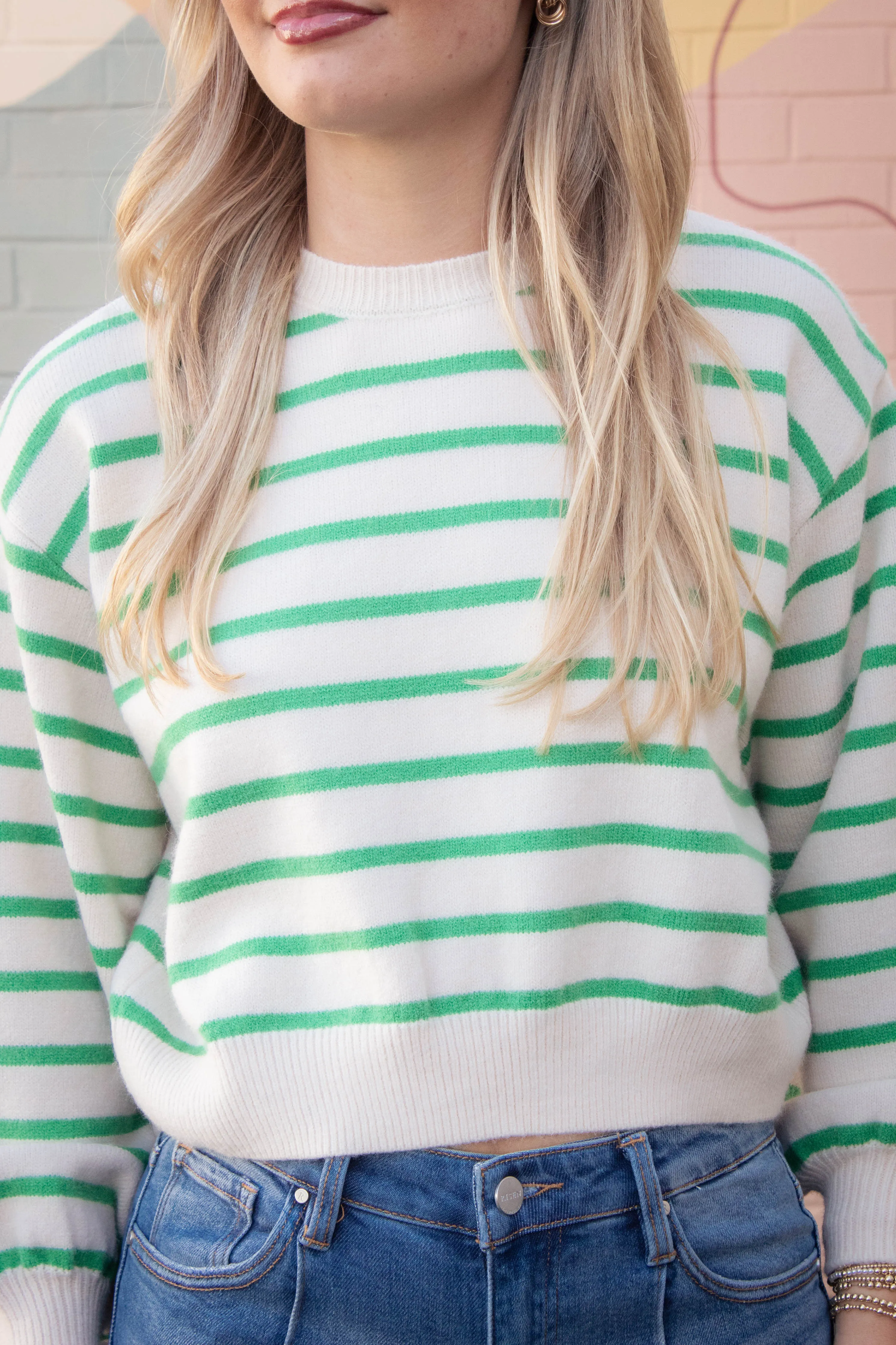 Emily Striped Button Back Sweater, Green sold by North & Main Clothing Company product image thumbnail 4