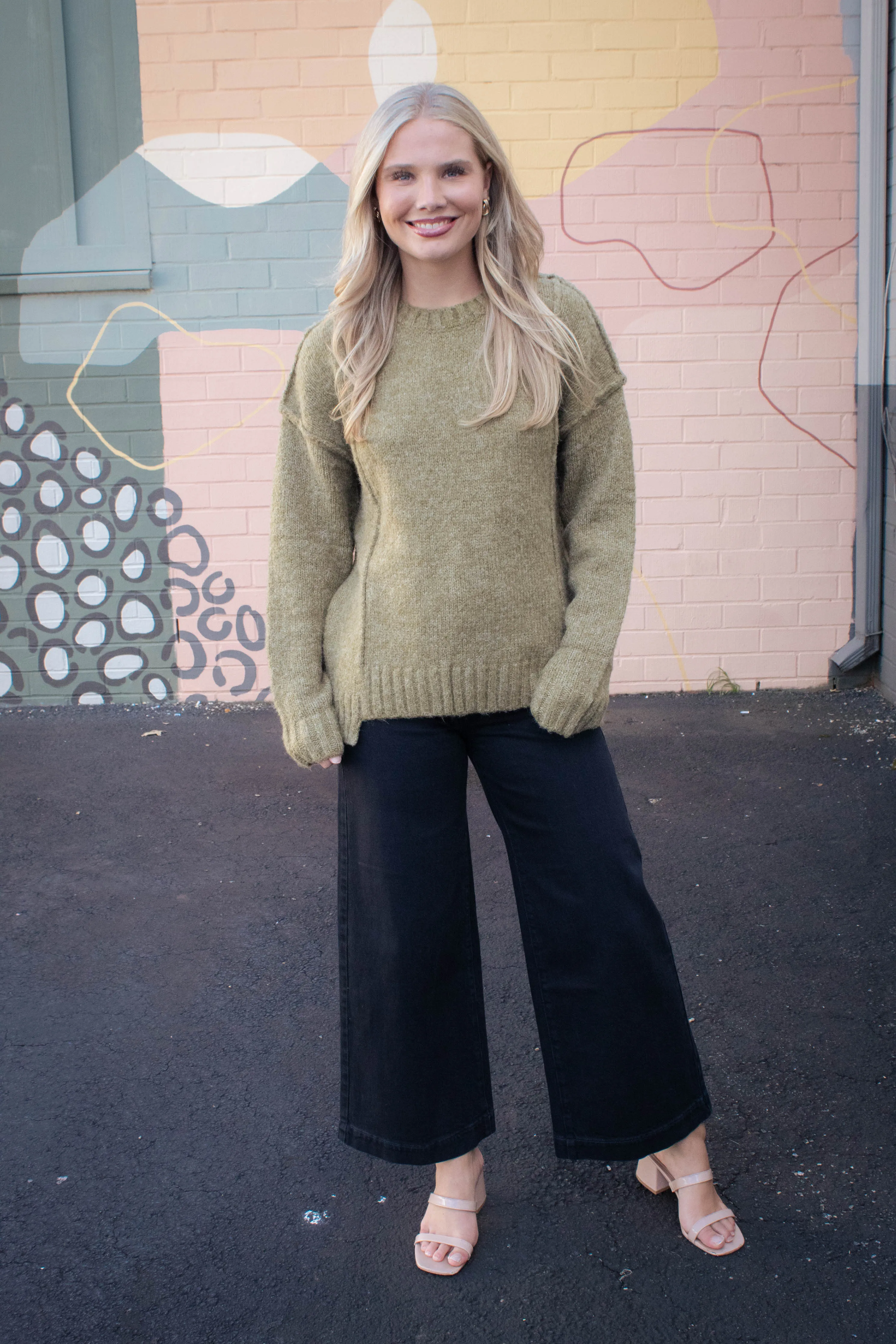 Winona Seam Detail Pullover Sweater, Olive sold by North & Main Clothing Company product image thumbnail 5