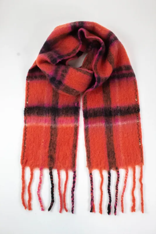 Highland Plaid Skinny Scarf, Pink Combo | Free People sold by North & Main Clothing Company