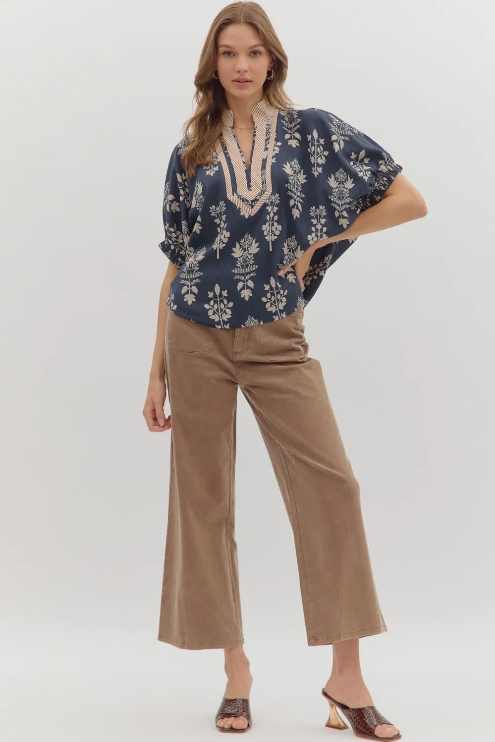Esther Botanical Print Top, Navy sold by North & Main Clothing Company product image thumbnail 2