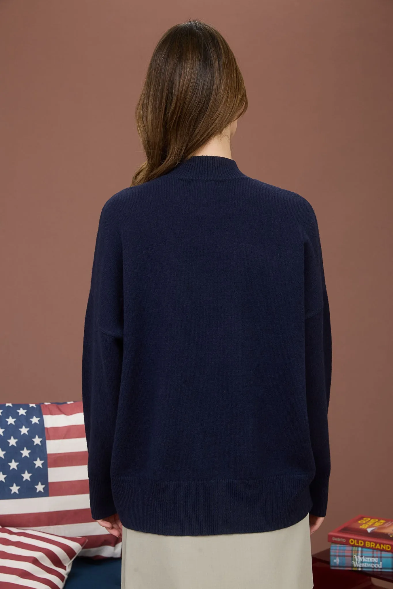 Julia Front Seam Mock Neck Sweater, Navy sold by North & Main Clothing Company product image thumbnail 5