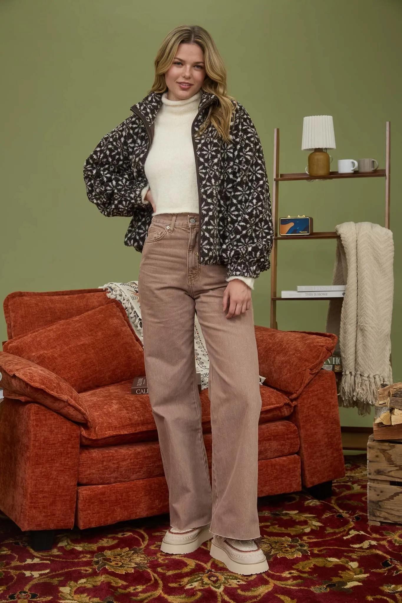 Hadley Snowflake Sherpa Jacket, Dark Brown sold by North & Main Clothing Company product image thumbnail 2