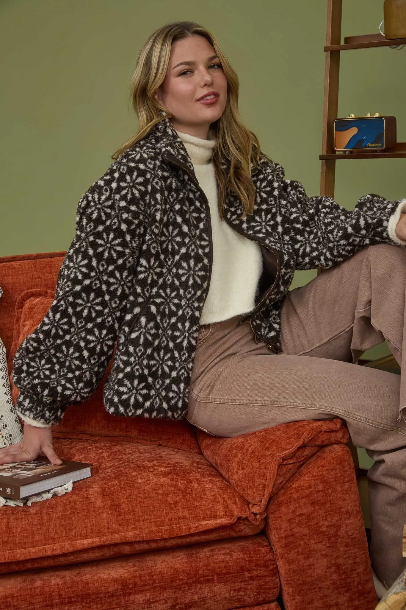 Hadley Snowflake Sherpa Jacket, Dark Brown sold by North & Main Clothing Company product image thumbnail 5