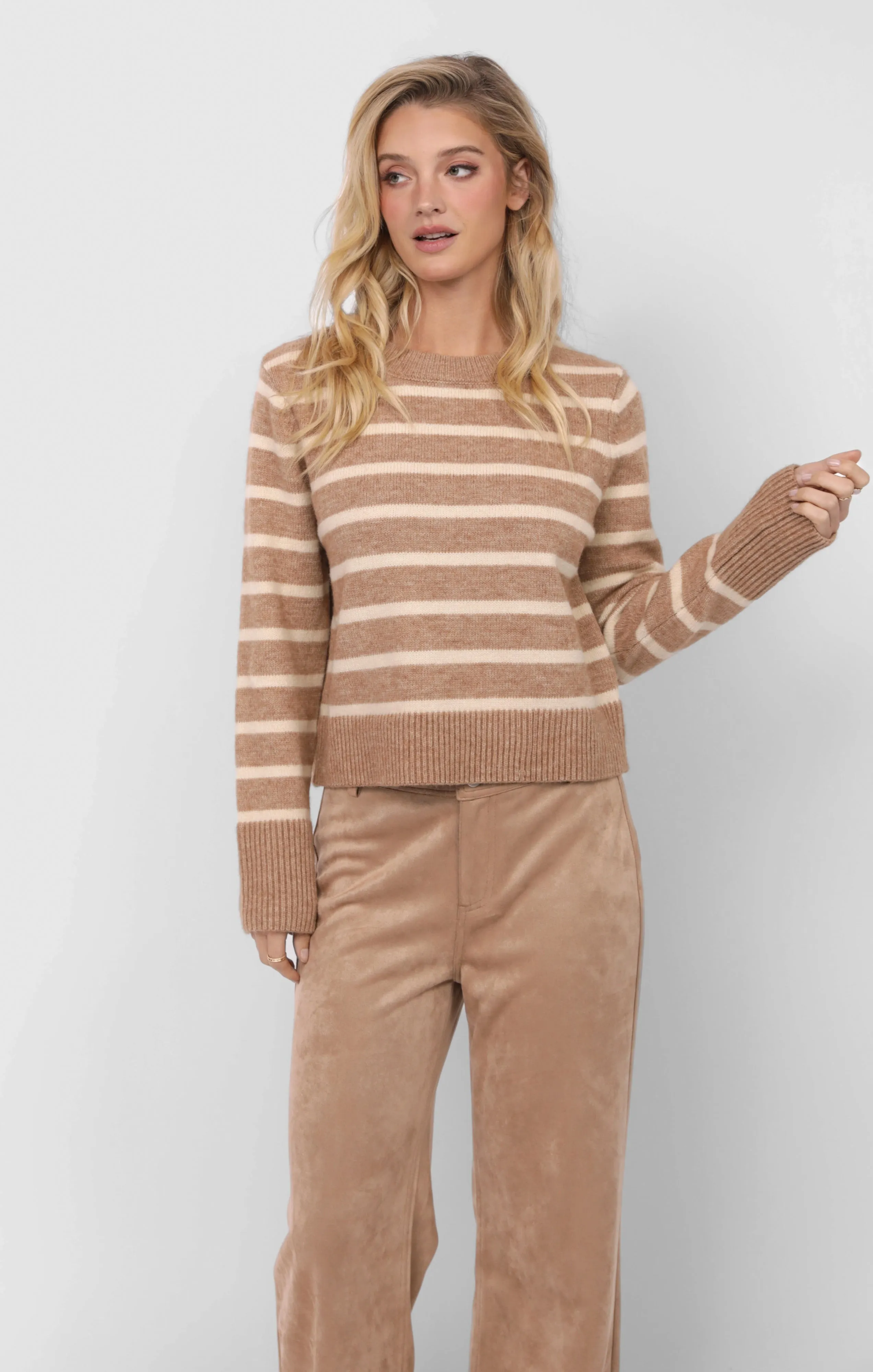 Sheri Striped Sweater, Taupe Cream | Sadie & Sage sold by North & Main Clothing Company product image thumbnail 5