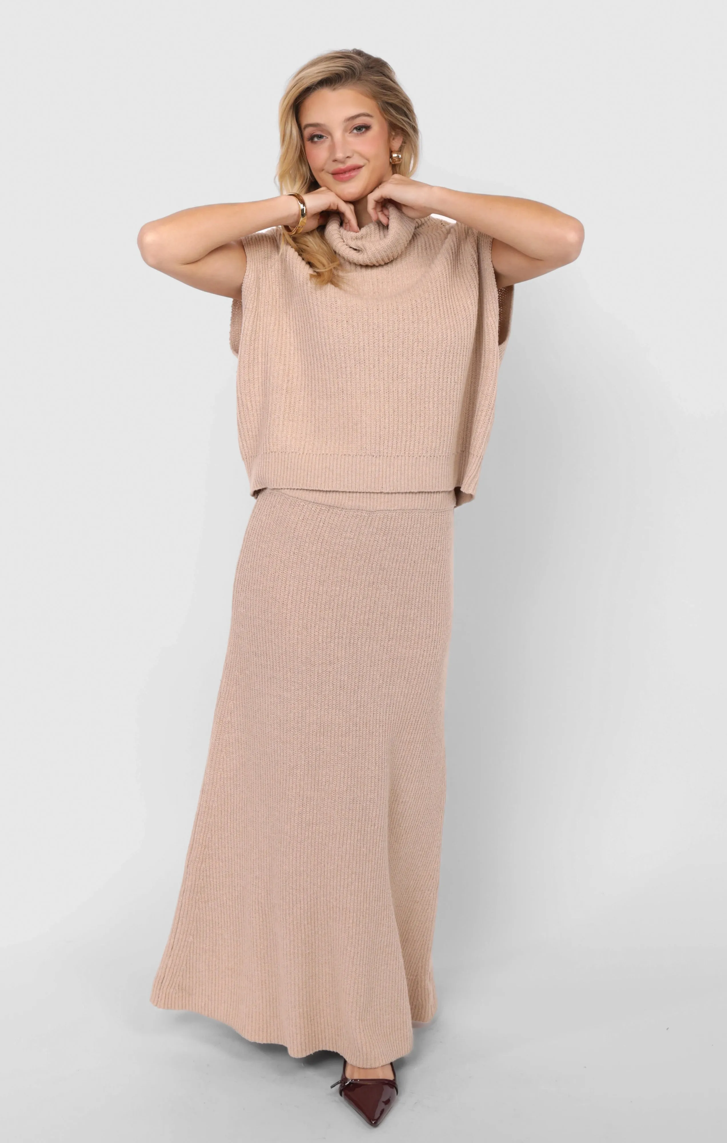 Crosby Sweater Midi Skirt, Cream | Sadie & Sage sold by North & Main Clothing Company product image thumbnail 2