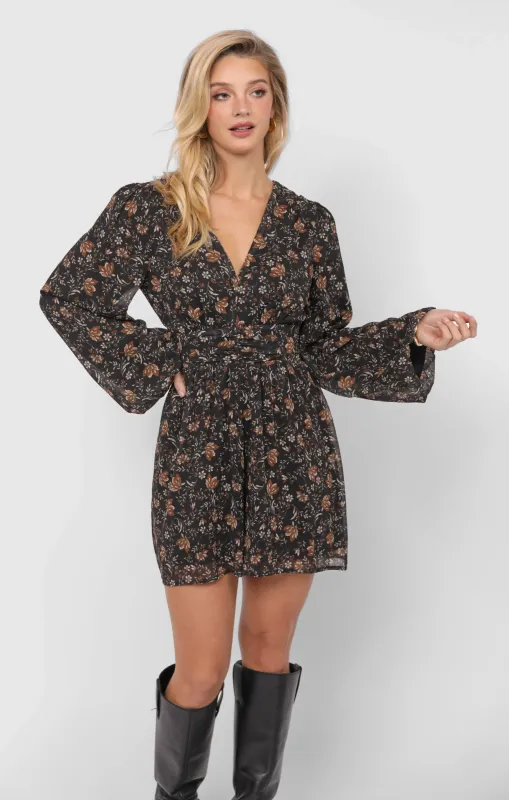 Timeless Flowy Elastic Waist Romper, Black Multi | Sadie & Sage sold by North & Main Clothing Company